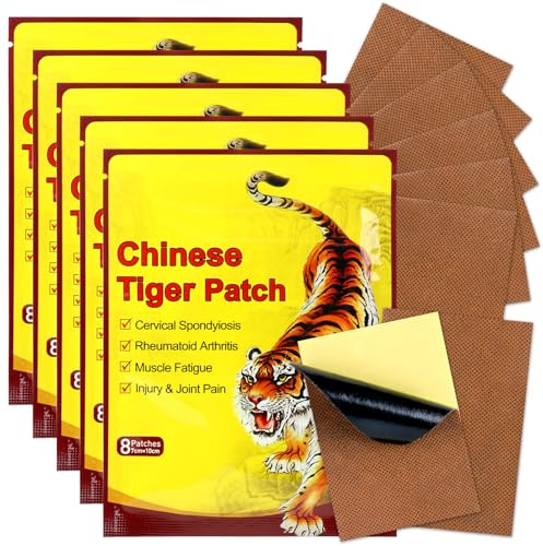Mineup Pain Relief Patches, 40 Pcs Tiger Patch for Neck and Shoulder, Chinese Pain Relief Plaster for Knee, Chinese Red Tiger Back Heat Patches, Ultra Strength for Muscle Joint of Shoulder Neck Knee
