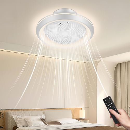Bellanny 75W Deckenventilator mit Beleuchtung, 360° Drehung Reversibel LED Deckenleuchte Ventilator, 3000-6500K Deckenlampe Fernbedienung&APP, 6 Windstufen Smart-Lampe für Wohnzimmer Schlafzimmer,Weiß