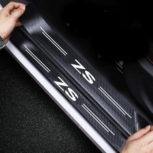YINTMI Lot de 4 protections de seuil de portière de voiture pour M-G ZS, en fibre de carbone, accessoire de décoration antidérapant