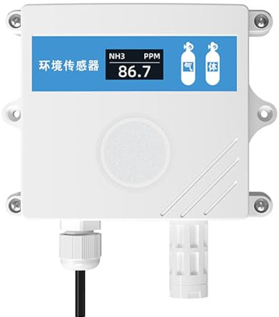 Yieyh Sensor de Gas amoniaco NH3 Detección de concentración 20 ppm, 100 ppm, 500 ppm Salida RS485 4-20 mA 0-5 V 0-10 V Detector de Alta precisión(500ppm 0-10V OLED)