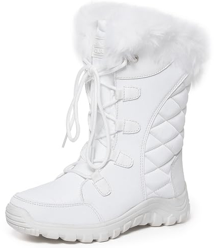 Polar Womens Quilted Faux Fur Cuff Winter Duck Rubber Sole Durable Snow Rain Outdoor Boot - UK7/EU40