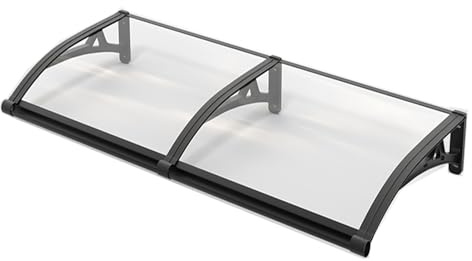 Outdoor Awning with Drainage UV & Rain Protection Shelter Cover for Door & Window - Transparent Canopy (31.5x47.24in) for Sun Snow & Weather Defense