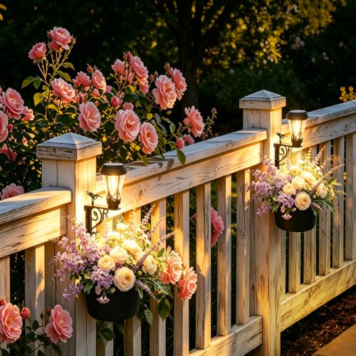 49cm Solar Lamp Post with Planter– Dual-Sided 3000K Warm White Glow, Stand or Wall-Mount, Auto On/Off at Dusk, IP65 Rated for Outdoor Use, Perfect for Planter , Yard, Patio, Porch, Pathway Decor