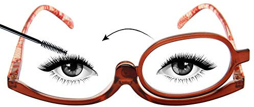 Gafas de Maquillaje con Lente giratoria - Gafas de Lectura Gafas de Maquillaje cosméticas para Mujer con Aumento - Herramienta Esencial de Maquillaje para Mujeres,+4.00