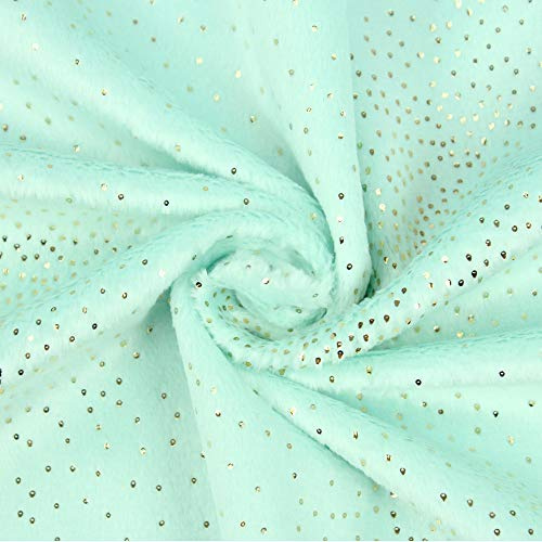 kullaloo Plüsch Glitzer Stoff SuperSoft SPARKLE Meterware - 2 mm Florlänge in verschiedenen Farben - mint - 0,5 m