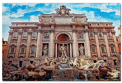 Italia Fontana de Trevi Roma Puzzle 1000 Piezas para Adultos Familia Rompecabezas Recuerdo Turismo Regalo