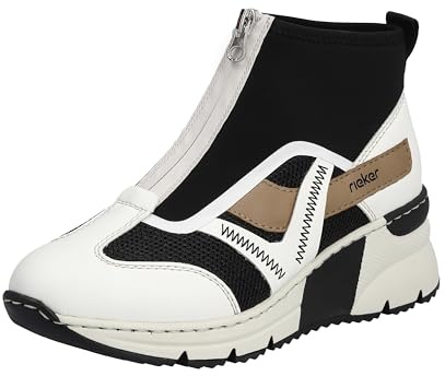 Rieker N6360-00 Damen Sneaker high Textil/Synthetik weiß/schwarz weiß/schwarz