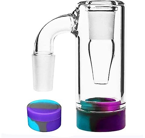 Attrape-cendres en verre de 14 mm avec récipient en silicone pour tuyaux à fumer, filtre à eau, attrape-cendres en verre (violet)