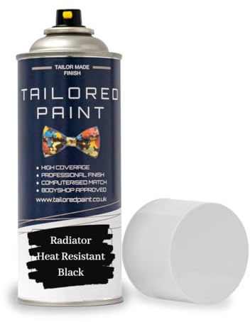 Tailored Paint Premium Radiator Aerosol Spray Paint Heat Resistant To 100ºC - Quick Air Dry No Primer Needed (Gloss, Black)