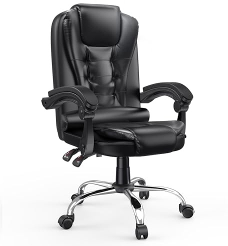 naspaluro Fauteuil de Bureau, Chaise Bureau Ergonomique avec Large Assise rembourrée, Siège de Bureau Inclinable Hauteur Réglable, Roulette Silencieuse, RIV035-1