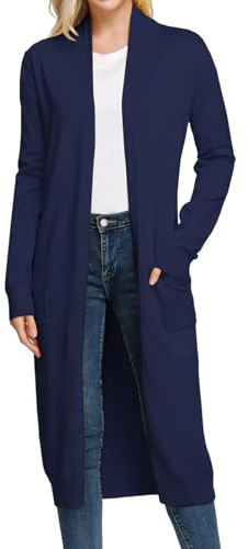 GRACE KARIN Plus Size Navy Cardigan Lightweight Spring Outfits Long Winter Coats with Pockets Casual Basics Womens Clothing