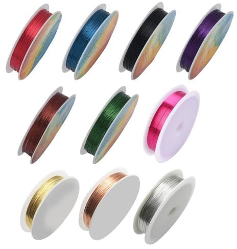 EOWVISN 10 Rollen Kupferdraht, bunter Bastel-Kupferdraht, 0,5 mm Kupfer-Schmuckdraht, rostfreier Basteldraht, biegbarer Metalldraht, handgefertigter DIY-Kupferdraht