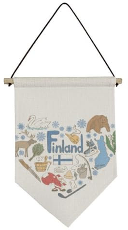 no/no Finlandia Love Heart Landscap Bandiera Nazionale Tela Bandiera Appeso Wall Art Decor Banner