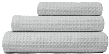 Corredocasa Tris Asciugamani Puro Cotone Bianco Nido D'Ape-Telo Doccia Asciugamano Viso e Ospite 100% Morbido e Soffice Cotone per Casa, Forniture Alberghiere B&B e Casa Vacanza (Perla)