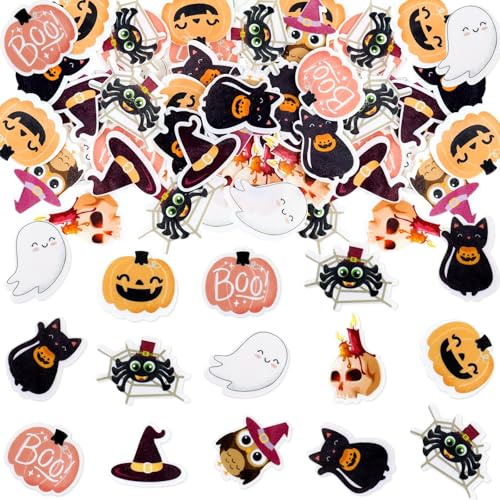 Blumomon 40 Stück Essbare Halloween Kuchen Dekoration Geist Cupcake Topper Cartoon Ghost Tortenaufsatz Kuchen Kindergeburtstag Party Dekoration Halloween Party Dekoration