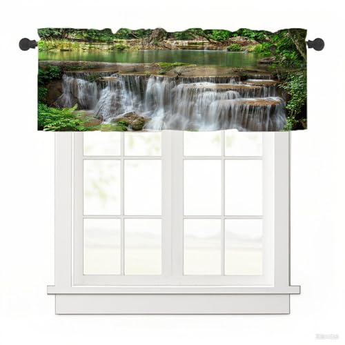 Surwin Tenda Corta Per Finestra Piccola, Tenda Bistrot Corta Cafe Tende da Cucina con Stampa Paesaggistica 3D Tende Finestra Decorazione per Soggiorno Caffè (h,137x45cm)