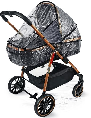 HOTUT Habillage Pluie Universelle pour Poussette, EVA de Qualité Alimentaire, Facile à Installer, Protection Contre le Soleil, la Poussière, la Neige, Imperméable et Anti-Vent, Inodore Durable