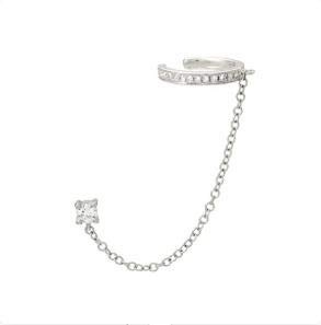 LYGSWDB 1 ück Mode Hiphop Gothic Punk Handschellen Kette Ohrringe S925 Silber Europäische Ohrstecker Kette für Frauen/Mädchen Party Schmuck yc702 (Gem Color: 1pcs Silver)