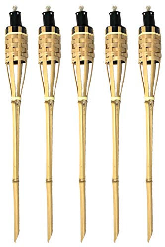 Moritz 5 antorchas de bambú Deluxe 90 cm natural para jardín, decoración exterior, antorchas de aceite