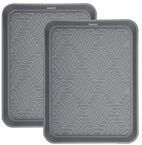 Schuhabtropfschale 2er Set ，43 x 33 x 3 cm, für Haustiere, Hunde, Schuhe, Haustiere, Garten, Schlammzimmer, Eingangsbereich, Garage, für drinnen und draußen, geeignet Grau