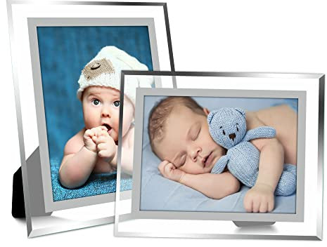Vienrose 2er-Set 10x15 Fotorahmen, Glas Bilderrahmen aus hochauflösendem Echtglas, zeigen Bilder horizontal oder vertikal für den Tisch, für Hochzeit, Familie, Baby, Büros