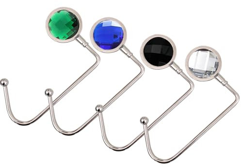Realand 4 Pack Purse Hanger Purse Hook Purse Holder for Table, Metal Desk Bag Hook for Handbag Backpack, Decorative Christmas Stocking Holders for Mantle, Multicolor A