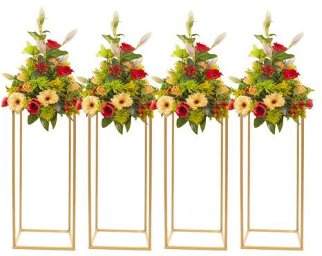 JDBDU Pflanzenständer Metall Bodenständer, 4er Set Blumenständer Pflanzenständer, Blumentopf Ständer Blumentopfhalter für Drinnen Draußen (Goldene)
