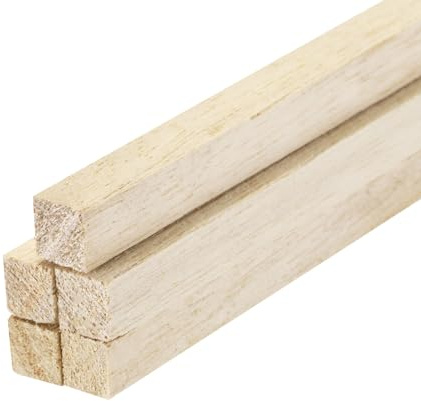 Sourcing Map Varilla cuadrada de madera, 25,4 x 2 x 2 cm, sin terminar, madera dura, para manualidades, paquete de 5
