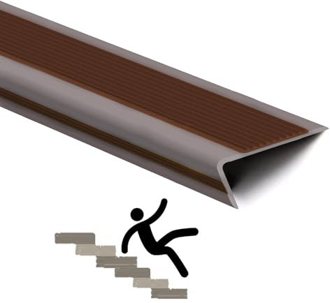 Treppenkantenprofil Treppenprofil L-Form Treppenkantenprofil Selbstklebend PVC Selbstklebend Kantenschutz Anti-Rutsch Treppenkante Kantenschutz Für Den Außen- Und Innenbereich ( Color : Brown , Size :