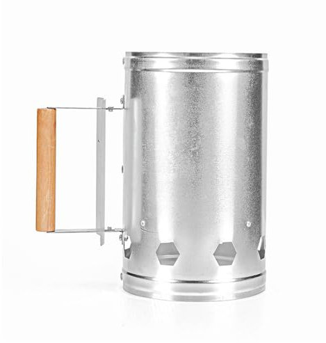 Barbecue Charcoal Chimney Starter for Lumpwood, Briquettes, Quick Fire Lighter with Handle (silver)