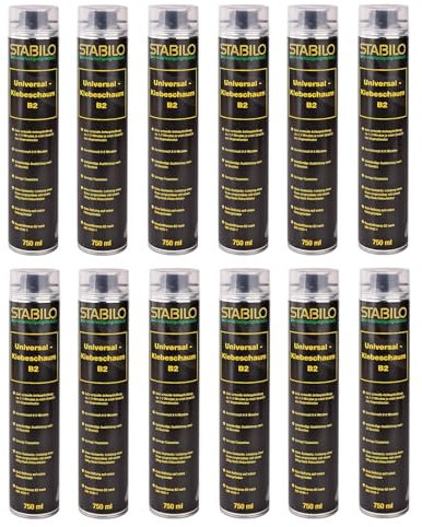 12x Universal-Klebeschaum B2-750ml | Dämmstoffkleber, Perimeterkleber, Schaum zum Isolieren, Verkleben & Befestigen | Ausbeute wie ein 25kg Pulverkleber | 12 Stück