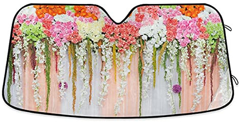 Frontscheibenabdeckung Frühling Colorful Blumen Blume Rosa Romantisch Autoscheibenabdeckung Sonnenschutz Auto Windschutzscheiben Abdeckung Faltbar Windschutzscheibenabdeckung Für Truck SUV M