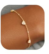 ZOERAY Armband Damen Gold Silber Verstellbar 18K Vergoldet Herz Charm Armband Kleeblatt Armband mit Zirkonia Armbänder Blumen Armkette Bracelet Wasserfester Schmuck Geschenke für Frauen Mädchen