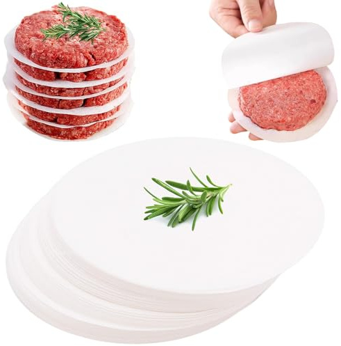 1 000 stycken hamburgarpapper, 13 cm hamburgarpapper, ark bakpapper för hamburgarpress, runt non-stick-papper, hamburgare patty-papper, för hamburgare, cheeseburgare, patties, frikadeller, kakor (vit)