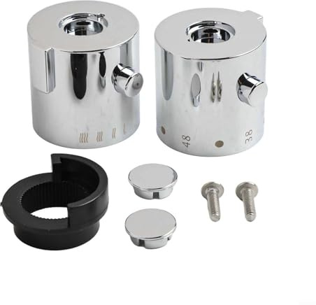 LatoYard 1 Pair Thermostatic Shower Handle Knob with Stop Ring, Grub Screw and End Cap Shower Temperature Control Knob Replacement for Washroom Bathroom Kitchen