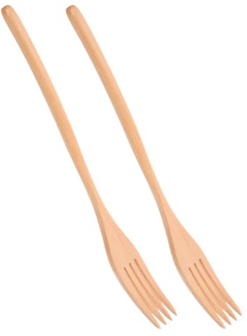 JECOMPRIS Forchette da Legno per Insalata 2 Pezzi, Strumenti Cucina per Mescolare e Servire Piatti, Adatte a Uso Domestico e Professionale