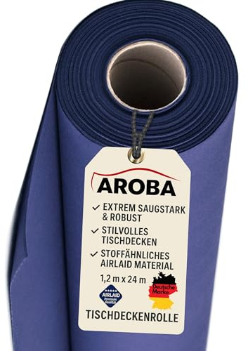 AROBA 1 x Airlaid bordsduksrulle (blå, 1,2 m x 24 m tygliknande bordsduk - högkvalitativ bordsdukrulle för hotell, catering, födelsedag, restauranger, nattvardsgång, dop