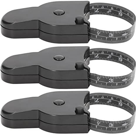 3 Stück Maßband für Körper, 150 cm/60 Zoll Maßband Körper, Massband Körper mit Auslöseknopf und Einziehbarer Druckknopf, Körper Maßband für Kopfumfang, Taillenumfang, Beinumfang