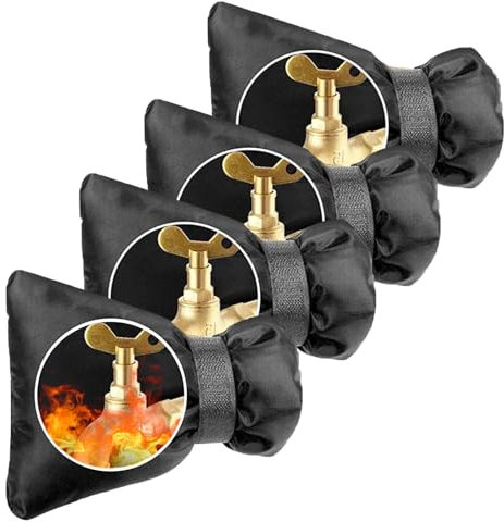 Feliciay Lot de 4 Couvercle Antigel pour Robinet,Housse de Robinet d'Extérieur Housse de Robinet de Jardin Imperméable pour la Protection Contre Le Gel en Hiver, 22cm x 18cm Noir