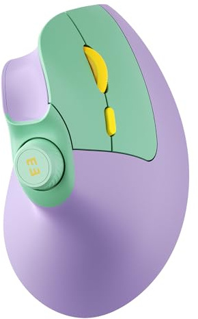 seenda Ergonomic Mouse Wireless, MOU-302 Bluetooth Vertical Mouse Rechargeable, Volume Knob, Silent Mice & 1000/1600/2400 DPI, 3 Multi-Device Connection for Windows/PC/Laptop/Mac/MacBook, Purple
