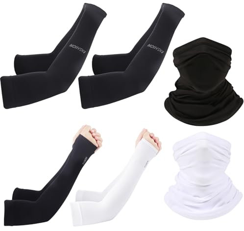 DALAETUS 14 Piezas Conjunto de Manguitos de Protección Solar, Mangas para Brazo UV Con Pañuelo para Ciclismo, Conducción, Golf, Senderismo y Correr