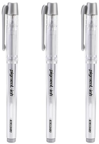 3 Pack Silver Gel Pens for Colouring 1.0mm Tip Silver Fine Liner Art Pen Ballpoint Gelly Ink Pen Rollerball Highlighter Fineliner for Artists Drawing Sketching Writing Illustration Coloring Paper
