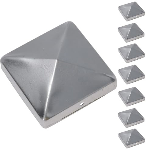 Lot de 8 capuchons de protection en métal pour poteaux de clôture 75 mm x 75 mm Argenté