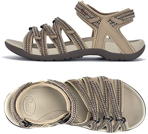 Viakix Womens Sport Sandal – Comfortable Athletic Stylish Hiking Shoes, with Arch Support, Outdoors, Walking, Water, River, Trekking, Sandstone 8