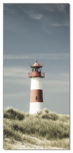 Wallario Selbstklebende Türtapete mit Schutzlaminat Leuchtturm auf der Düne am Strand - Türposter 100 x 220 cm Abwischbar, rückstandsfrei zu entfernen