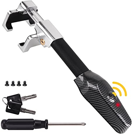 TURNART Lenkradkralle mit Alarm, 120dB, Universelle Passform, Lenkradkralle für Auto, Einstellbarer Sperrbereich, Lenkradschloss, Silber