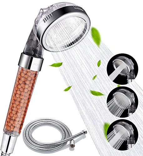 Cobbe Filter Shower Head and Hose, Shower Head Set, High Pressure Bathroom Shower Heads, 3 Jet Modes, Large Powerful Flow Rain Showerhead for Dry Skin & Hair