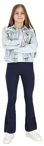 hi!mom Flared Leggings for Girls Kids Bootcut Pants I Casual Dance Yoga Cotton Leggings Wide Leg I Stretchy Elastic Waistband Flared Leggings Kids Girls Bell Bottom Trousers I Size 9 Years Navy