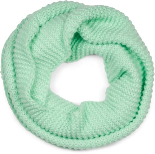 styleBREAKER Unisex Strick Loop Schal Einfarbig mit Wellenmuster, warmer Winter Strickschal, Schlauchschal 01018169, Farbe:Mint