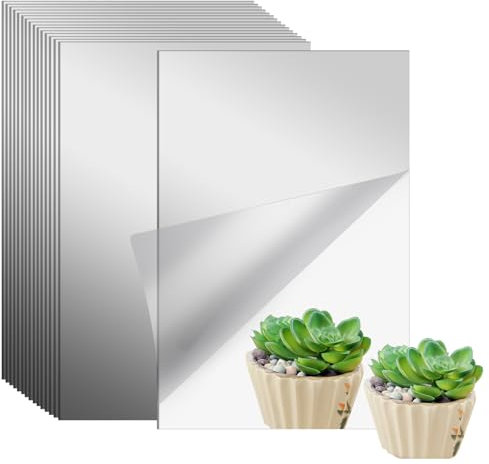 HUMOKI Acryl Spiegel, Selbstklebende Fliesenspiegel (16 Stück), Flexible Spiegel ohne Bohren, für Wand - 10x15cm Spiegelfliese